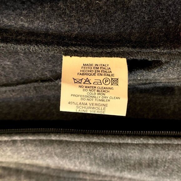 Trussardi S Longline Full Length Zip Gray Wool Coat Pockets Funnel Collar Y2K - Picture 10 of 13